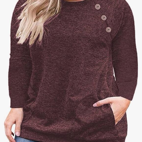 Women's Plus Size Tops Long Sleeve Buttons Casual Shirt with Pockets Sz 22W - Picture 1 of 11